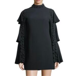 Alexis Sivan Knit Long-Sleeve Ruffle Dress in Black, Size XS, Brand New